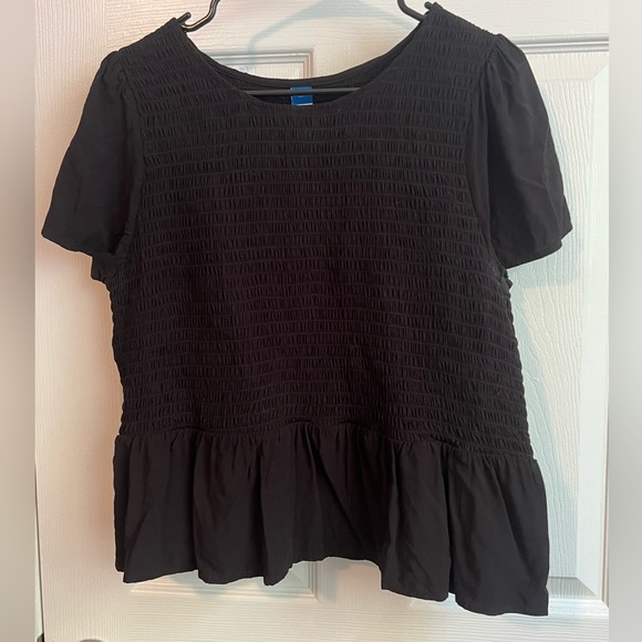 Old Navy Flutter-Sleeve Smocked Peplum Blouse (Black) - Picture 3 of 6
